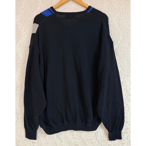 VTG 90s St. Croix V-neck Sweater Geometric 3D Knit Multicolor Grandpa Coogi XXL - Picture 2 of 10